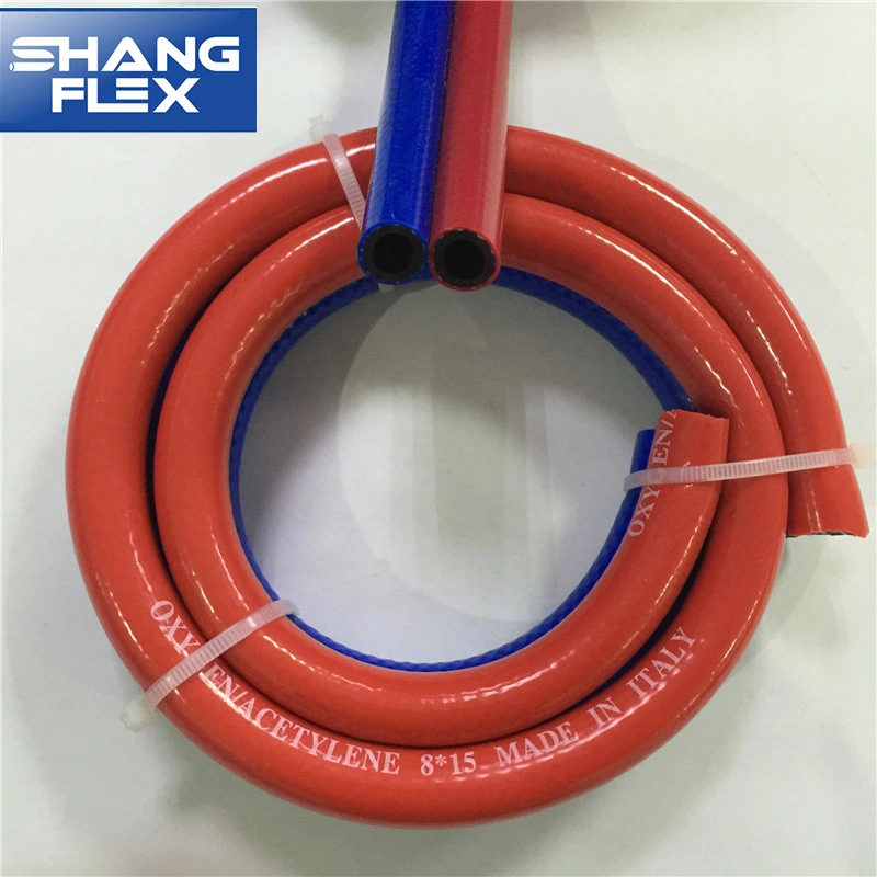 8mm tubo de soldadura de corte de gas doble de PVC para acetileno de oxígeno