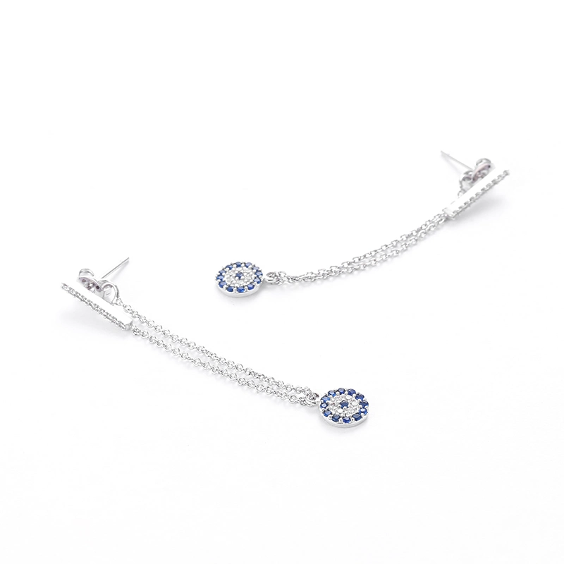 Bijoux de mode en gros Boucle d'oreille œil maléfique en argent 925 avec CZ coloré pour femme.