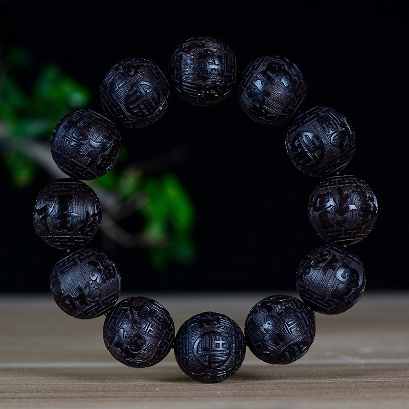 Lobular Rosewood Purple Carving Zodiac Buddha Beads Bracelet Bracelet Rosary Beads