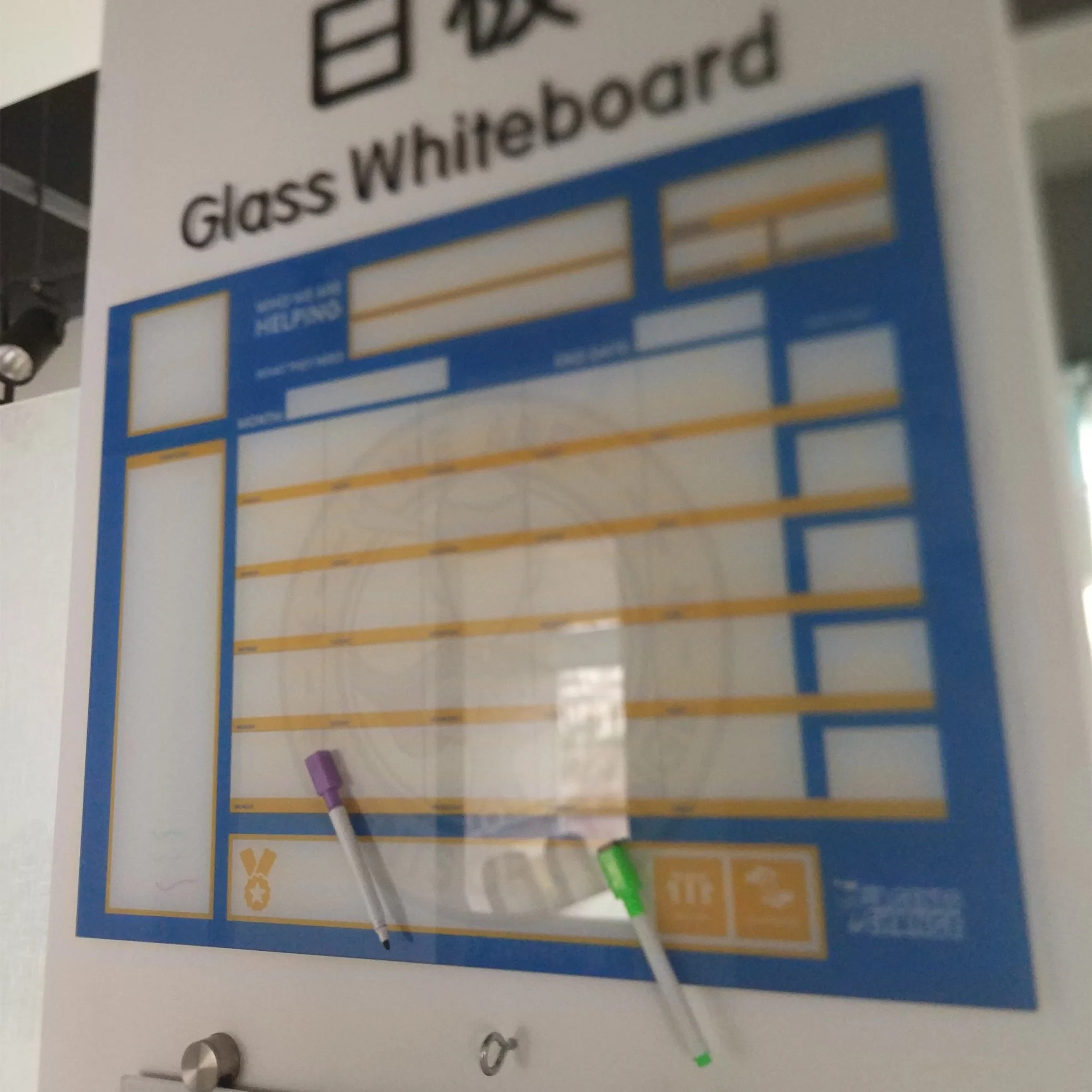 Magnetic Tempered Glass Silk Screen Printing White Board