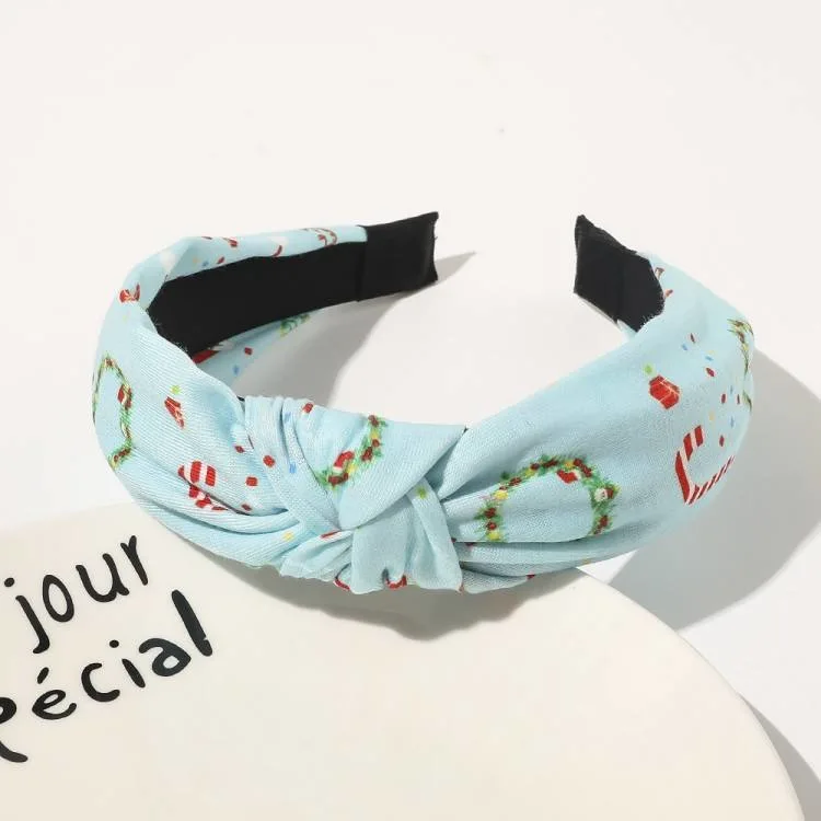 Navidad tejido estampado Knotted ancho-brimmed Hoop simple versátil Chica Korean Hair Accessories para mujer