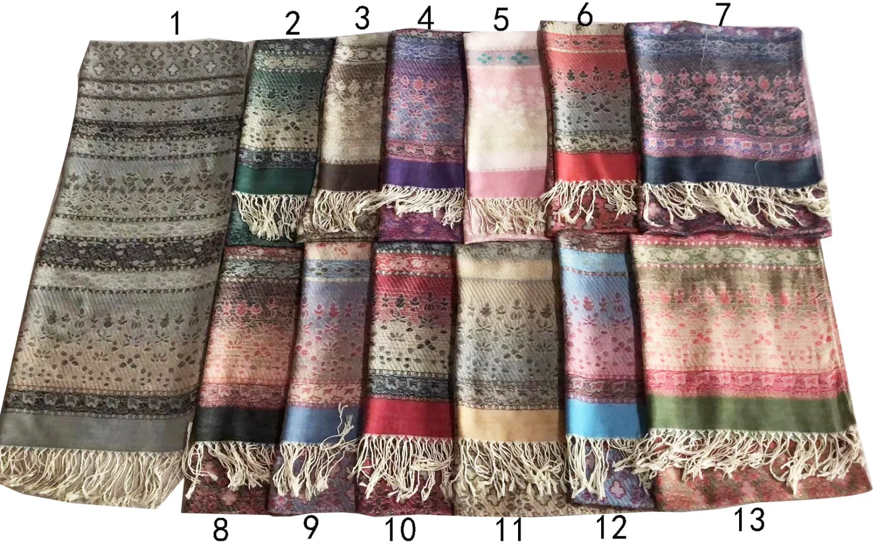 Hangzhou Factory Cheap Jacquard Floral Viscose Blend Polyester Yarn Wrap Pashmina