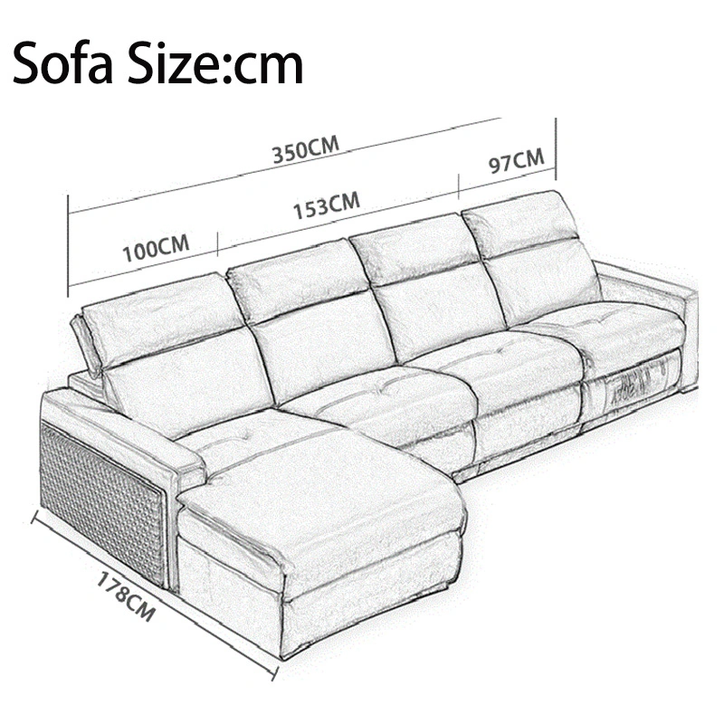 Relaxing Home Furniture Electric Sectional Sofa Set New Design Function Recliner Sofa with USB Charging