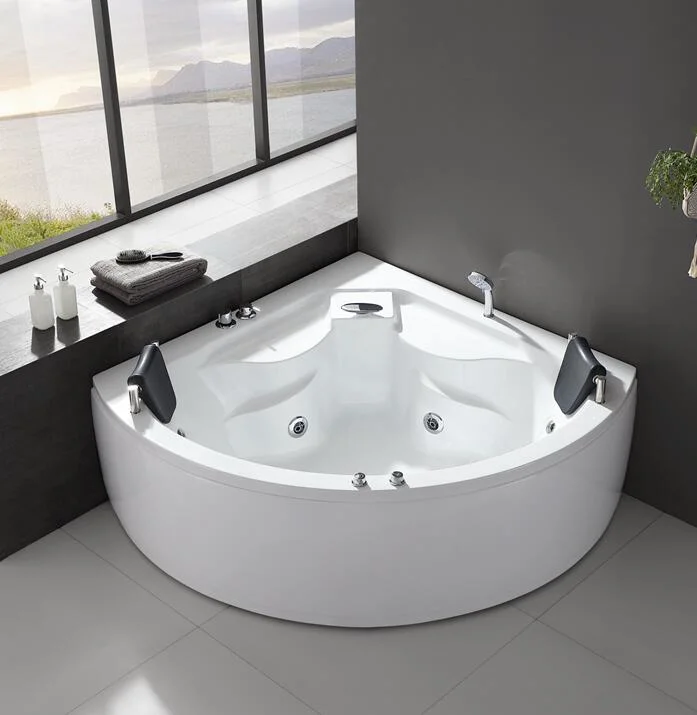 Two Persons High quality/High cost performance Cheap Price Acrylic Corner Whirlpool Soaking Hot Tub for Project Q334