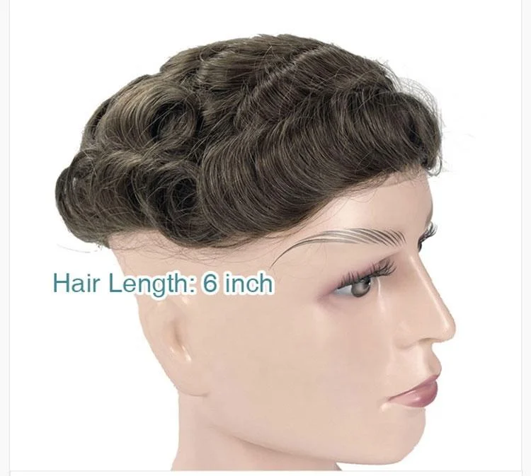 Male Hair Prosthesis 008-010mm Injection Skin Toupee Men Durable Wigs for Men 100% Human Hair System Unit Capillary Prosthesis