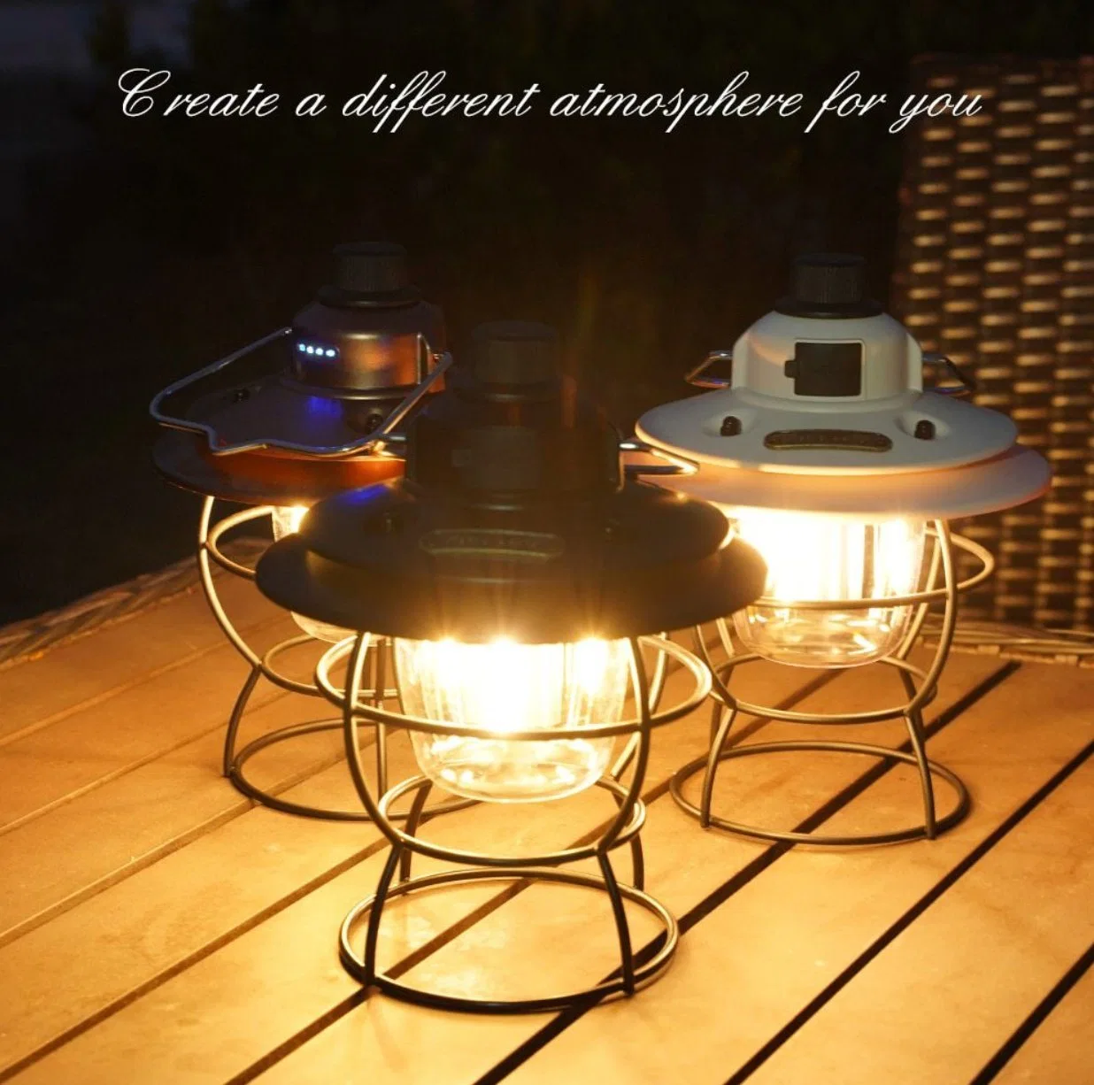 Camping Lights Rechargeable Metal Retro Outdoor Portable Lamps Vintage Warm Light