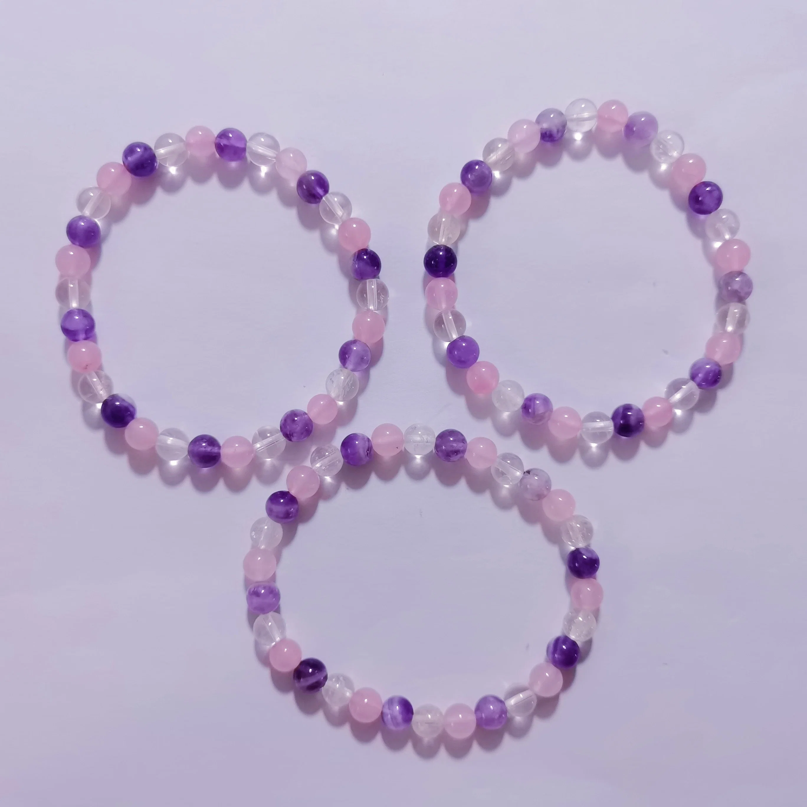 Semi Precious Stone Natural 6mm 8mm Crystal Rose Quarts Amethyst Bracelet Charming Bracelet Jewelry