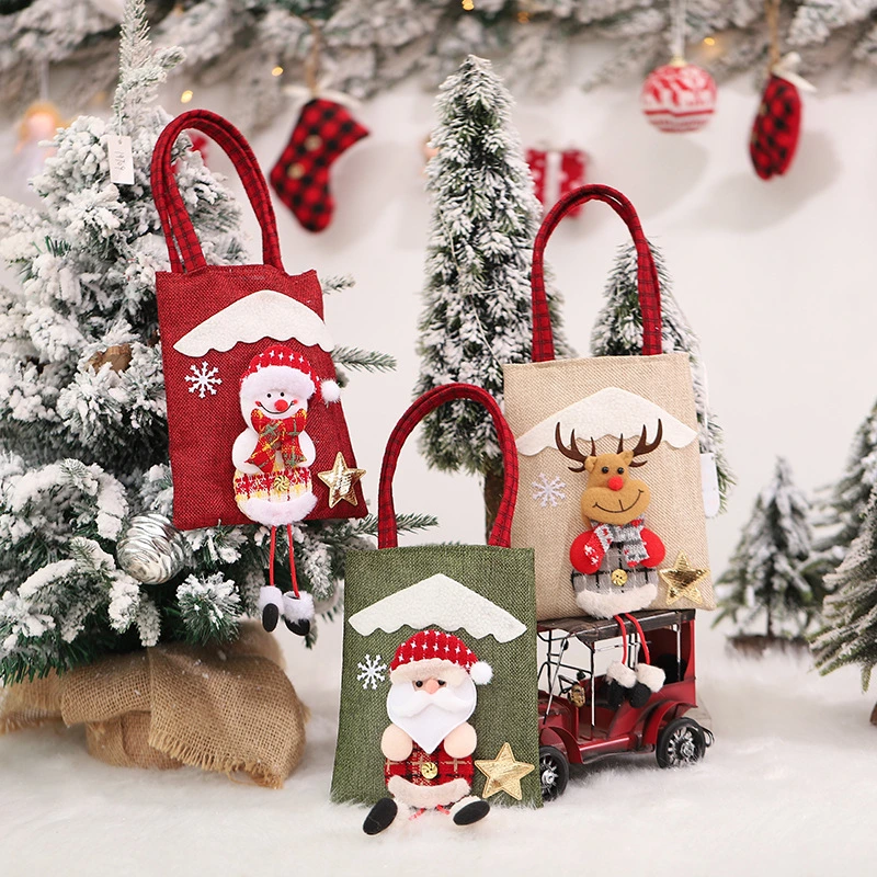Christmas Linen Cloud Three-Dimensional Doll Tote Bag Kindergarten Graduation Small Gift Christmas Handbag Home Decoration