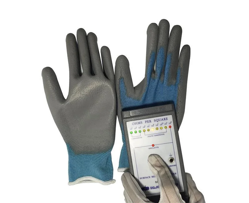 Competitive Price Durable Polyester Liner Anti Static ESD PU Palmfit Coated Gloves