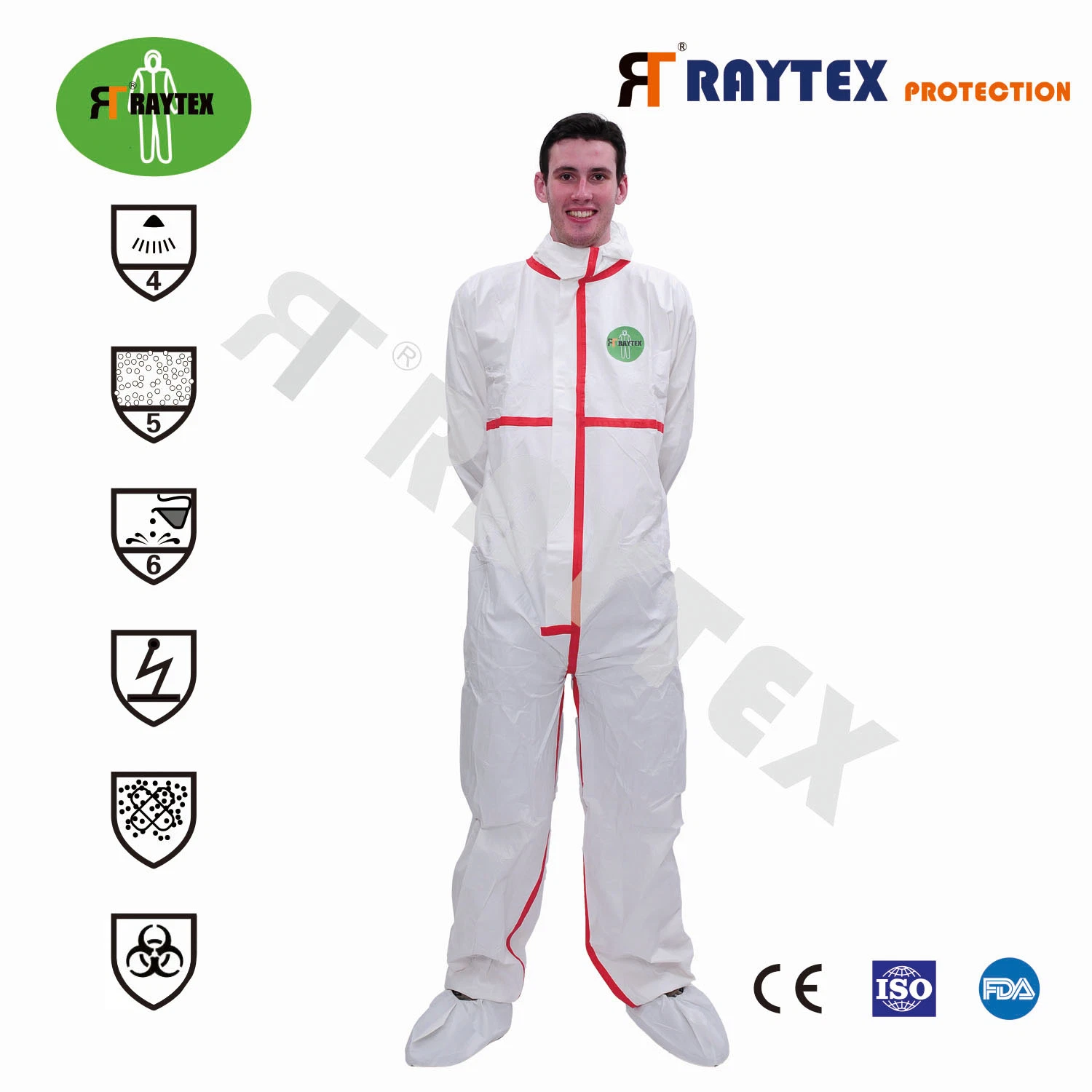 Ropa de trabajo químico con el tipo4/5/6 certificados Venta caliente mono desechable traje de protección de Hospital de virus con cubierta protectora prenda Ce&amp;FDA