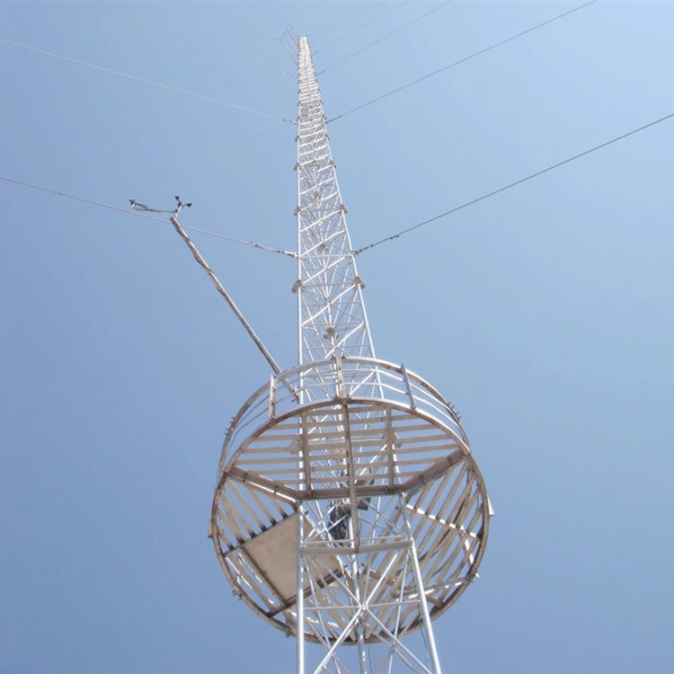 Torre de Telecomunicaciones Guyed 3 Pierna de tubo de acero galvanizado Lattice Bts Inalámbrica de 4G GSM de la señal de antena de TV de la torre Guyed Comunicación