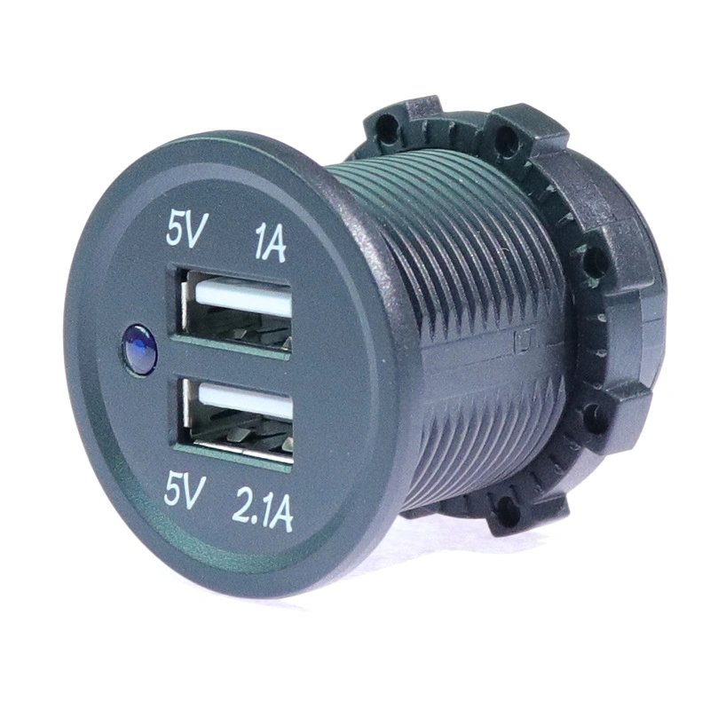 Wasserdichter LED-Leuchtring Dual Port Buchse Mobiltelefon USB Kfz-Ladegerät