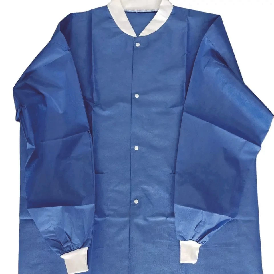 Non Woven PP Gown Disposable Lab Coat Disposable Laboratory Coats Sterile, Non Sterile AAMI Level 2 Disposable Work Wear Clothing