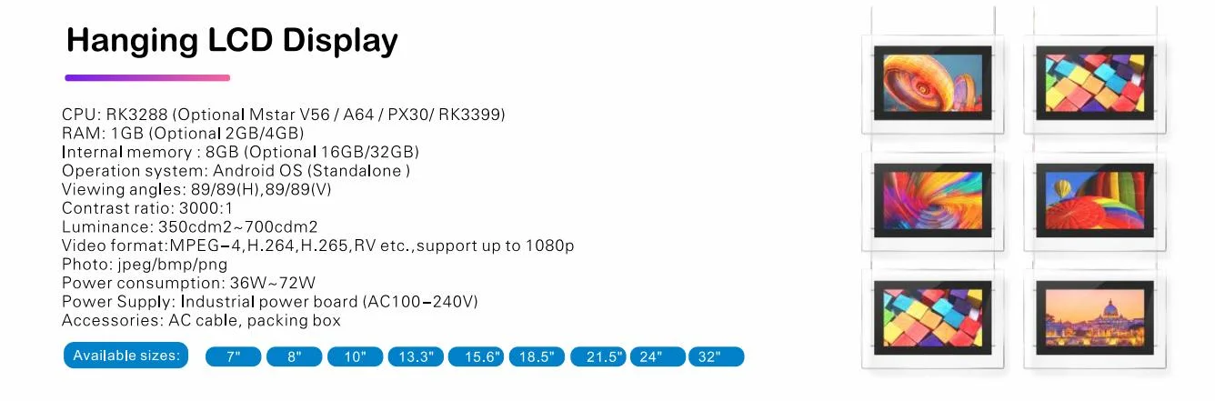 10% off Aiyos LCD Multi Screen Hanging Display Acrylic Android WiFi Window Hanging LCD Displays Basic Customization