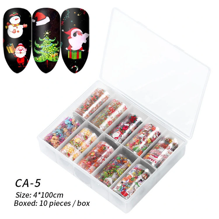 8 Stile 10pcs / Box Weihnachten &amp; Halloween Nail Art Folie Abziehbild Zubehör für Nageldekoration