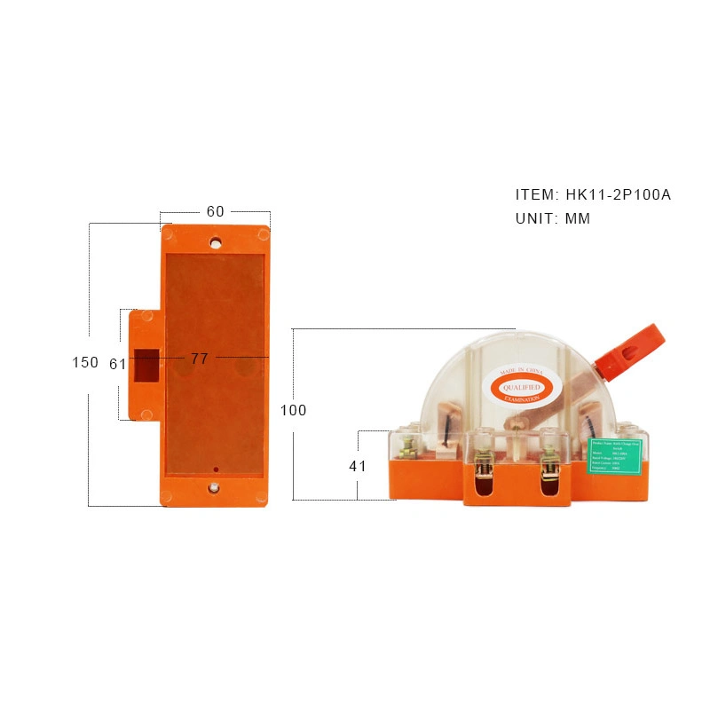 Elektrische Messerschalter 2 Pole 100A Messerwechsel aus Keramik Manueller Umschalter Für Zwei Projektionsauslöser