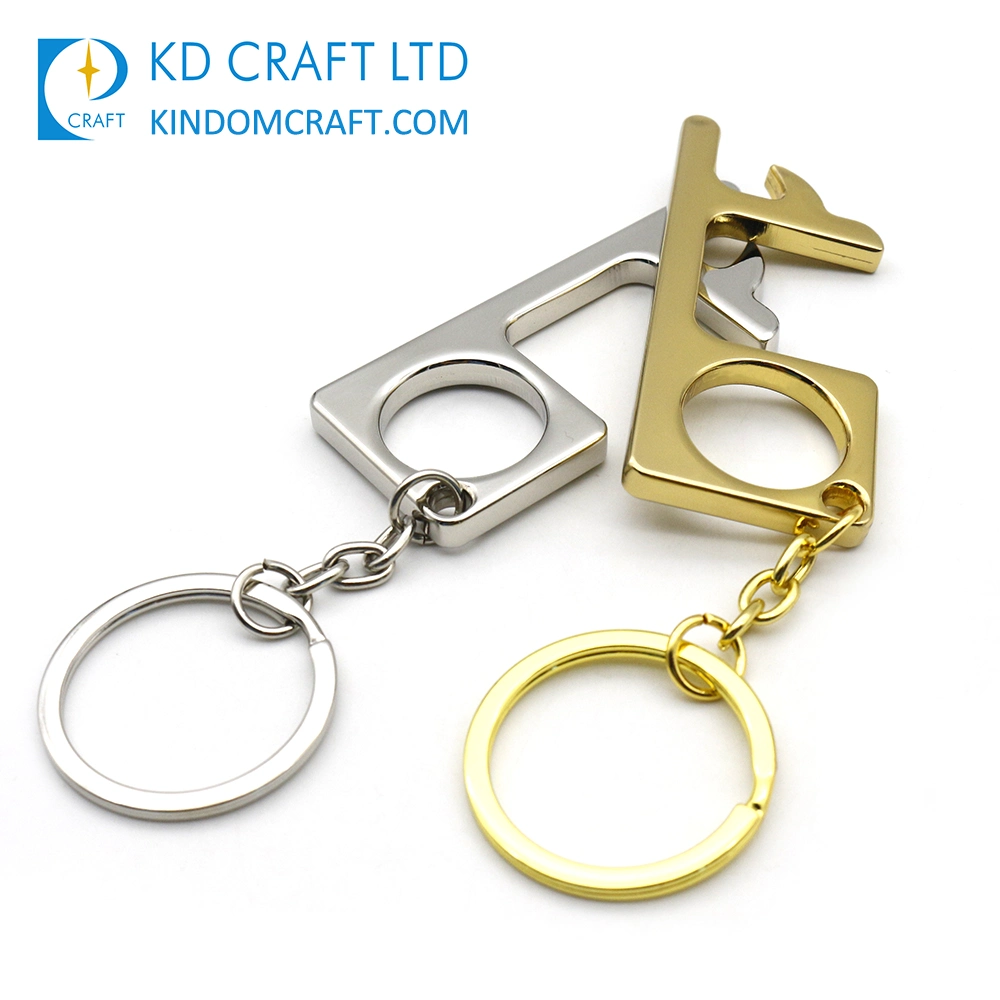 Hands Free Germ Free Non-Contact Touchless Virus Protection Brass Keyring No Touch Keychain Antimicrobial EDC Door Opener Stylus