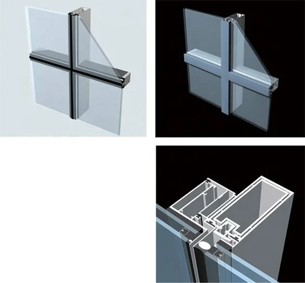 Novo produto exposto/Semi-exposto/Hidden Aluminium Curtain Wall Profile Exterior de alumínio Glass Unidade de vidro de fachada Painel de parede de cortina 6061/6060/6063/6005