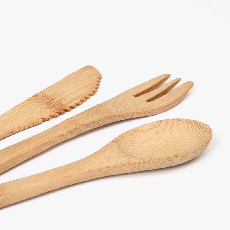 Re-Usable Bamboo Knfe, Fork and Spoon Cutlery Set Is Ideal for Picnics, School Lunches, Bbqs and Camping