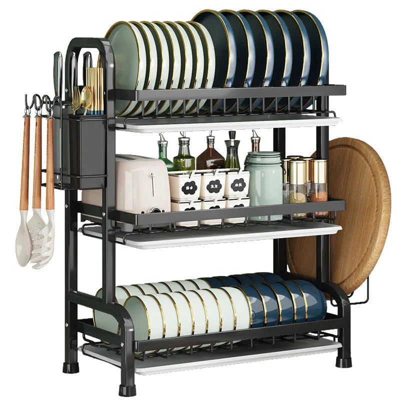 Kitchen Bowl Drain Storage Cabinet Storage Holde Iron Dish Rack