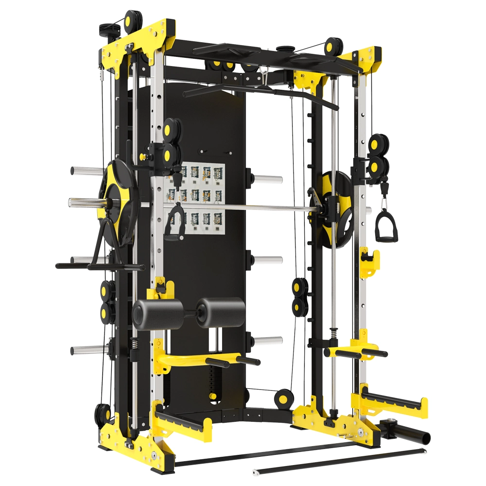 Home Body Building Cable Crossover Multifunctional Power Cage Squat Rack with Weight Lifting Training Gym Smith Machine