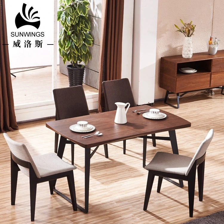 Modern Wooden Dining Table Metal Leg Dining Tables and Chairs Set