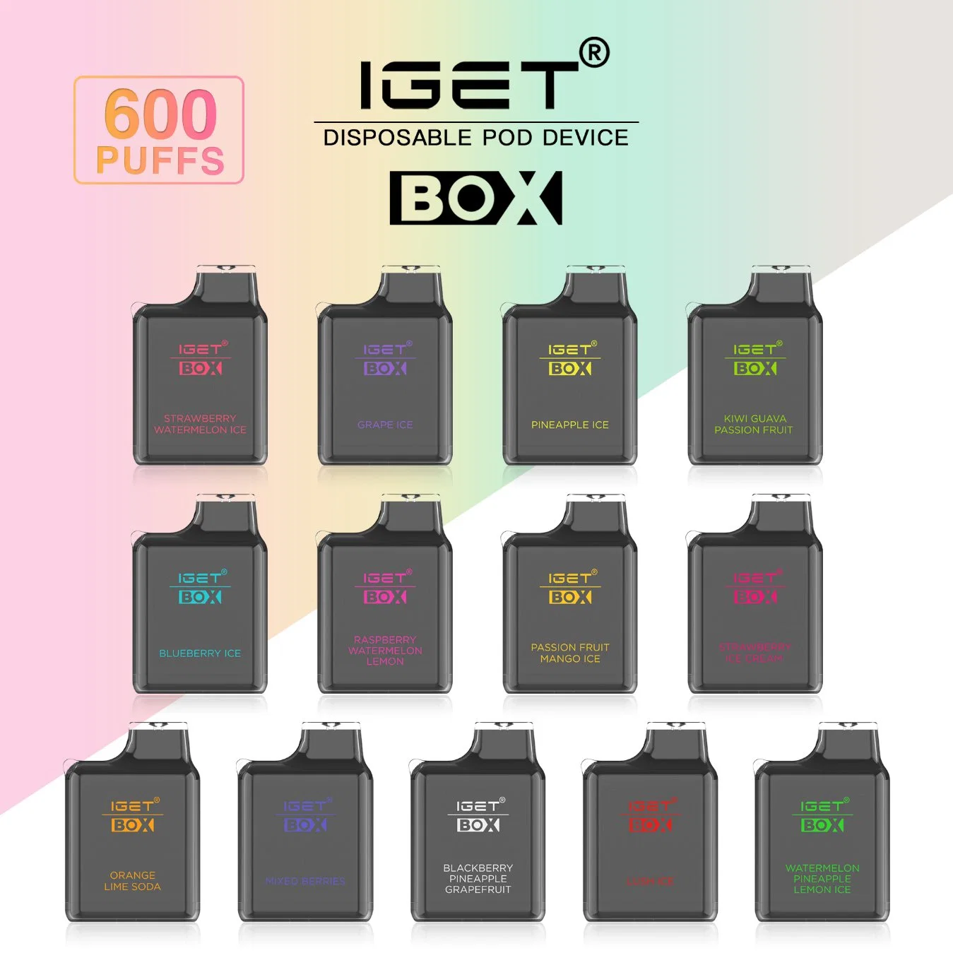 UK Popular Iget Box Mini vape 600 Puffs with 13 Flavors