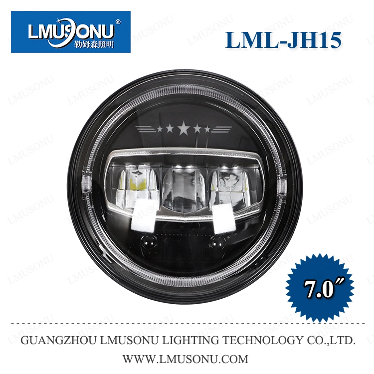 Lmusonu LED nova luz de nevoeiro Jh15 7 Polegada 60W com DRL/Luz de reestruturação/Cinco Estrelas com lâmpada de posição para Jeep Wrangler/Harley Davidson Motoycycle/veículo, 4X4 fora-de-Estrada