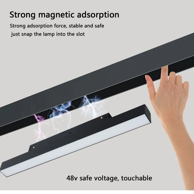 Sistema de iluminación de carril magnético LED de rejilla de foco lineal montado en superficie Luz de traza
