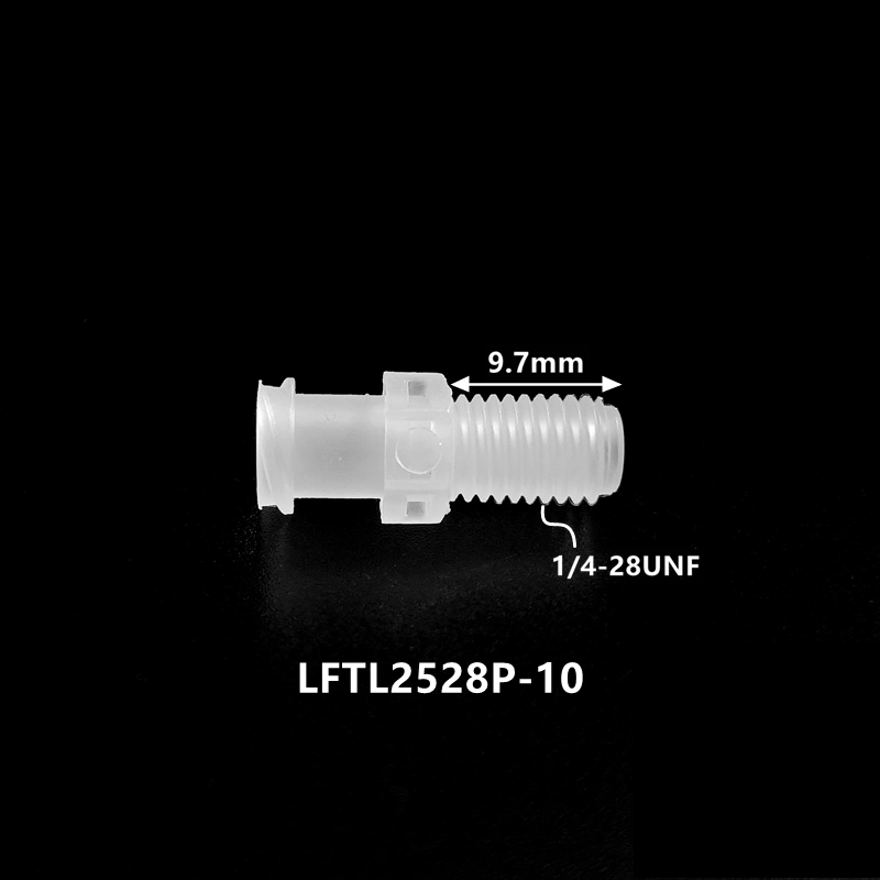 Conectores de plástico negro de polipropileno de 1/4" NPT con rosca macho y acoplamiento hembra Luer para hospitales