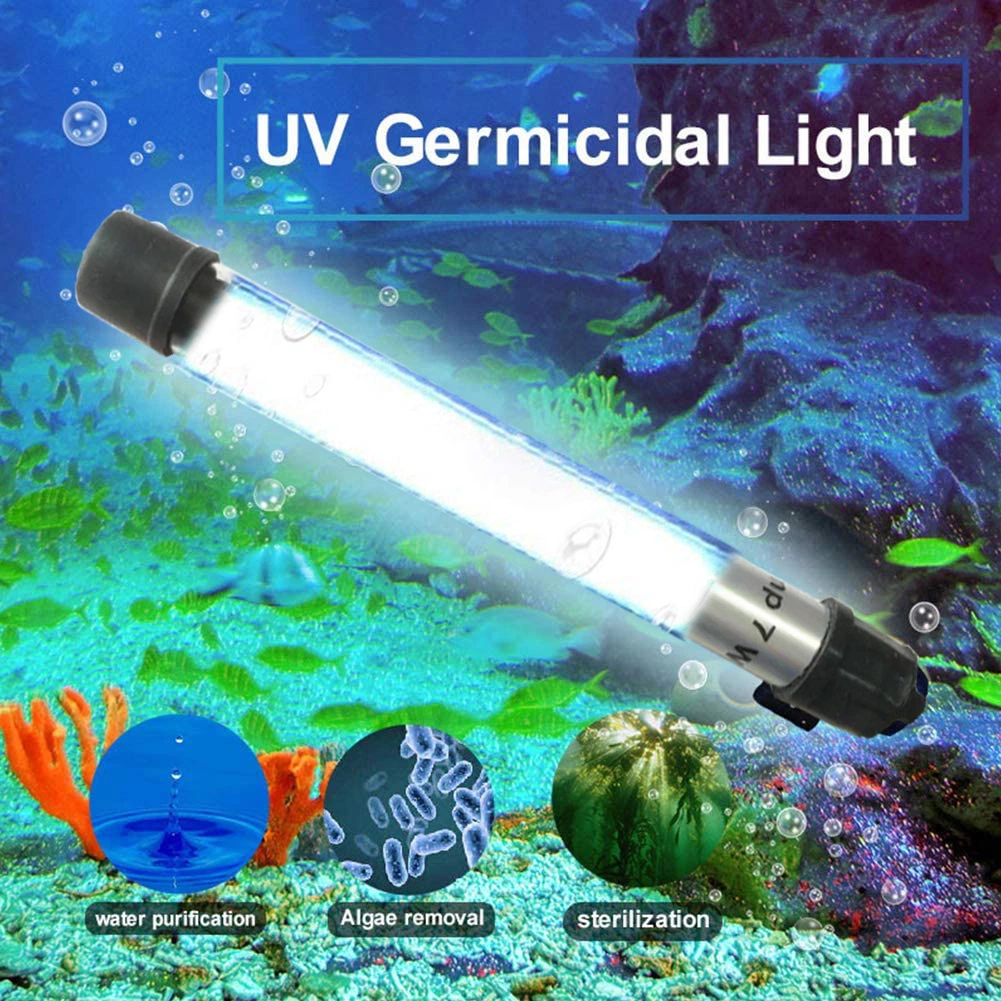 5W 7W Aquarium UV Clean Light Submersible Waterproof UVC Lamp Water Clean Green Algae Clear for Fish Tank Pond