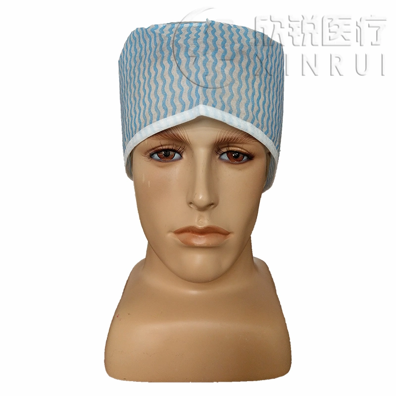 Disposable Non-Woven Doctor Cap/Surgeon Cap/Surgical Cap with Strip Pattern 24 Inch