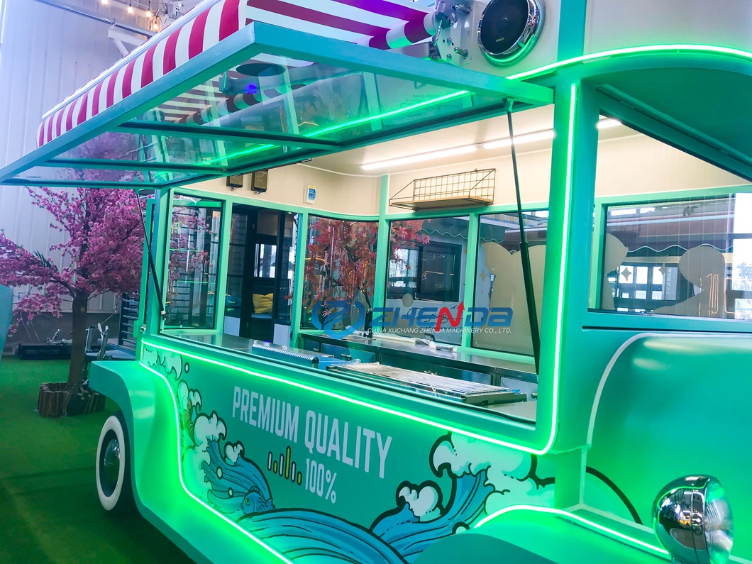 Nuevo Green Flowing Multifunctional Ice Cream Café Carro de Alimentos