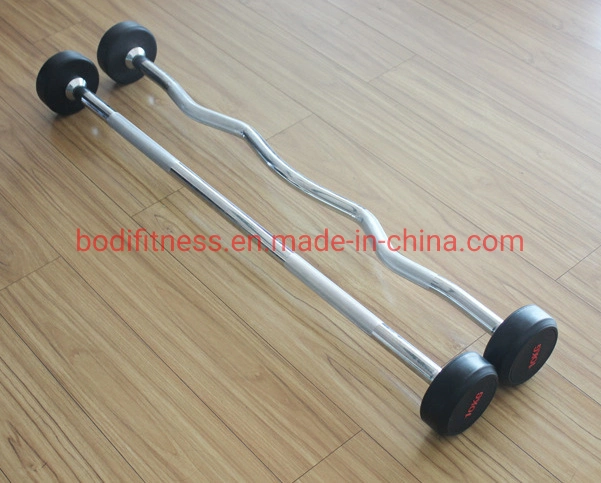 Gym Rubber Weights Barbell Fixed Straight Rubber Barbell