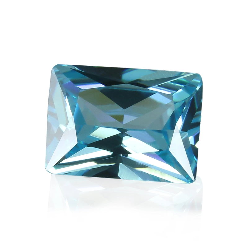 Brilliant Cut Hot Sale CZ Stones Radiant Cut Cubic Zirconia High Quality Sea Blue Color CZ Stones