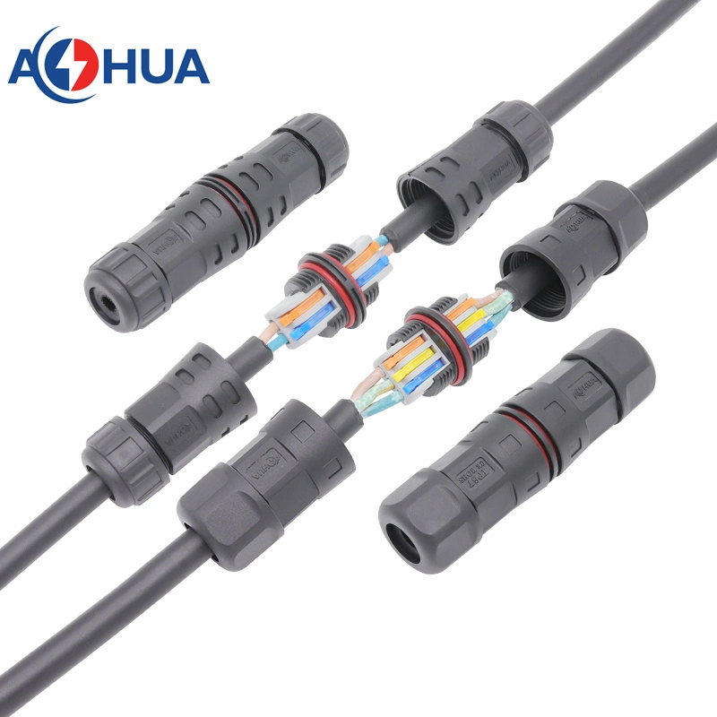 Aohua IP67 conectores de cable de cable rápido personalizados M25 uniones térmicas de resorte Conector de cableado bloque terminal de encaje a presión resistente al agua 3pin sin alimentación por tornillo Conector de alimentación