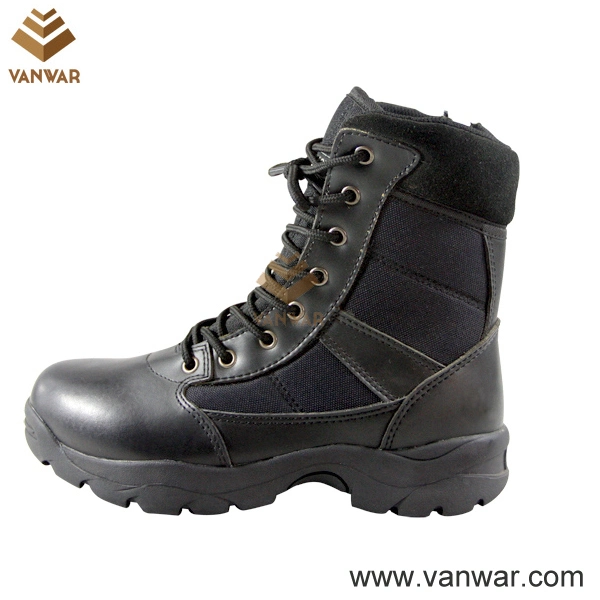 Durable Lightweight Military Style Combat Boots of Black Leather (WCB010)