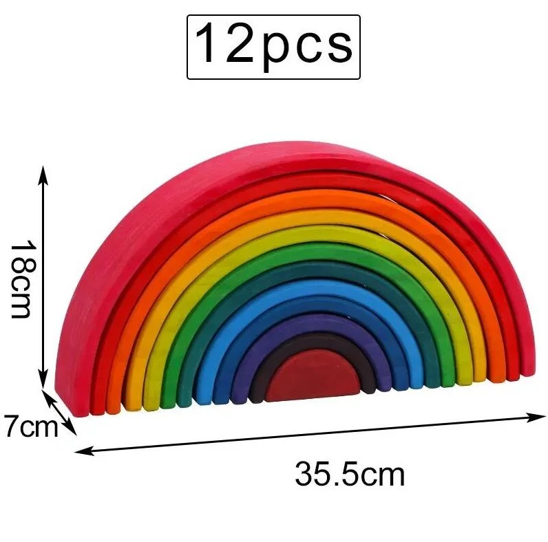 Educação Infantil de brinquedos de madeira Rainbow blocos de madeira coloridos tijolos de brinquedos