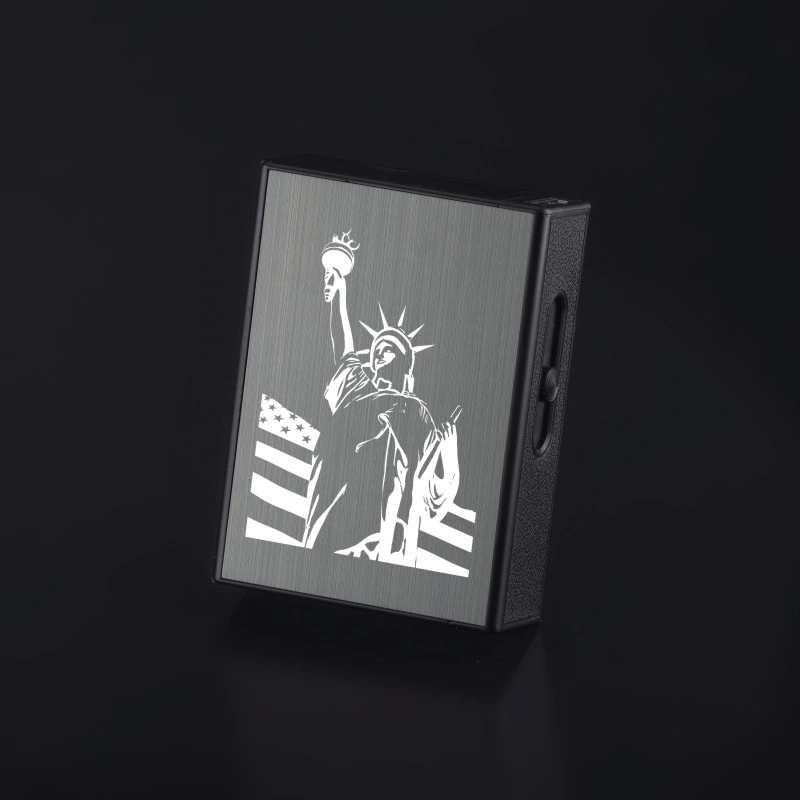 20PCS Pack of Metal Cigarette Case with Built-in Lighter