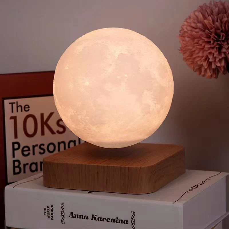 Artificial Crafts Three Color Change Magnetic Levitation Floating Moon Lamp, Levitation Night Light for Bedroom Bed