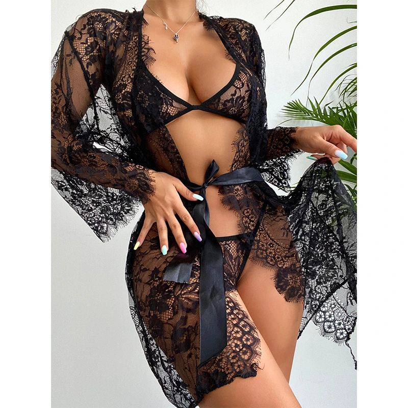 Wholesale/Supplier Sexy Lingerie Robe Seductive Ladies Sleepwear Lace Robes