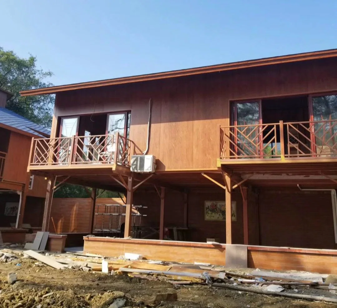 Imitation-Wood Sandwich Panel Steel Structure Frame Villa Resort House