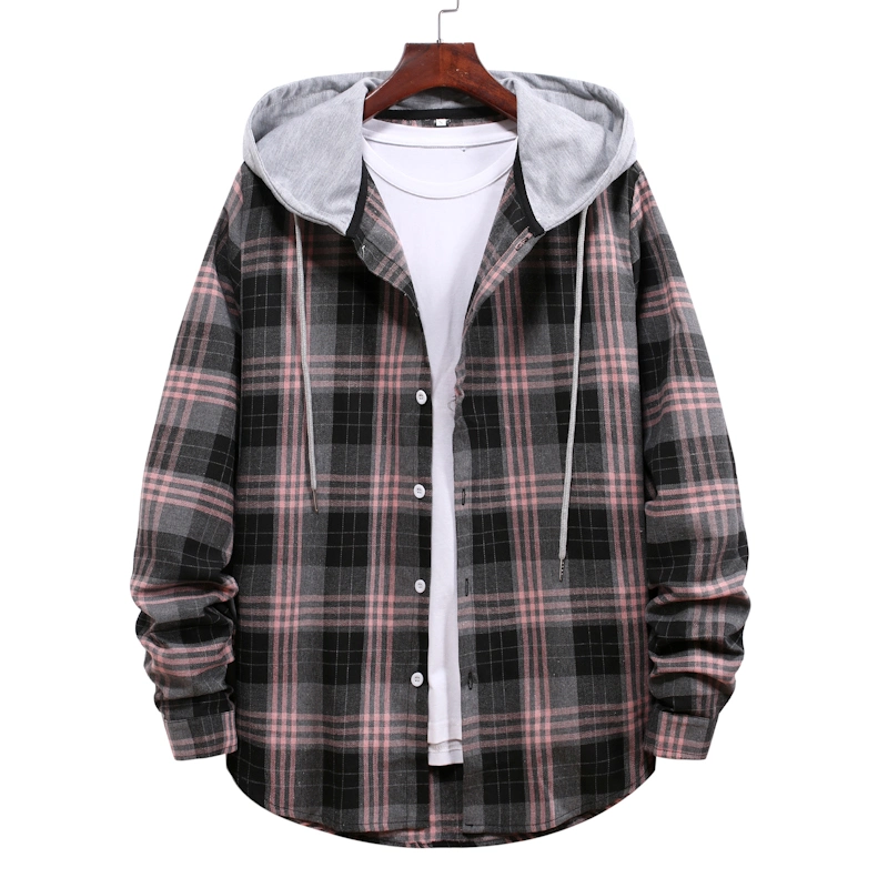 Hooded Men's Cloud Flannel Woven Shirt Lined Thin