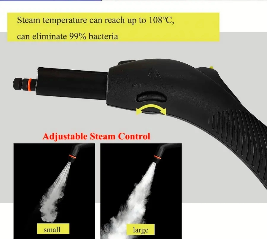 Hg 1300W Amarillo vaporizador hogar multipropósito Máquina de limpieza de alfombras de coche Ventana de piso en mano limpiador de vapor a alta presión