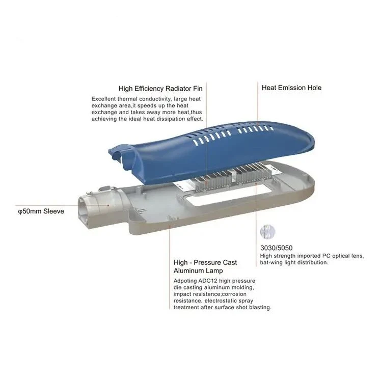 Juming IP66 Luz solar de calle de la división exterior Iluminación LED 20W 30W 40W 50W 60W Luz LED de Solar Street