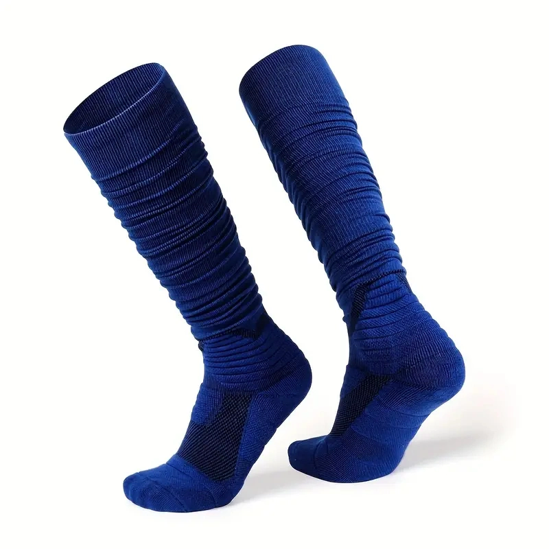 Men's Athletic Polyester Blend Solid Color Knee High Long Socks for Rugby Sports