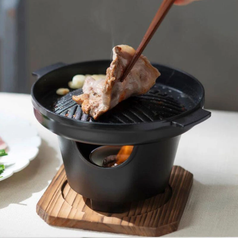 Mini-Grill poêle Grill japonais La cuisine d'une personne Poêle à alcool BBQ extérieur Outil de la viande de cuisson