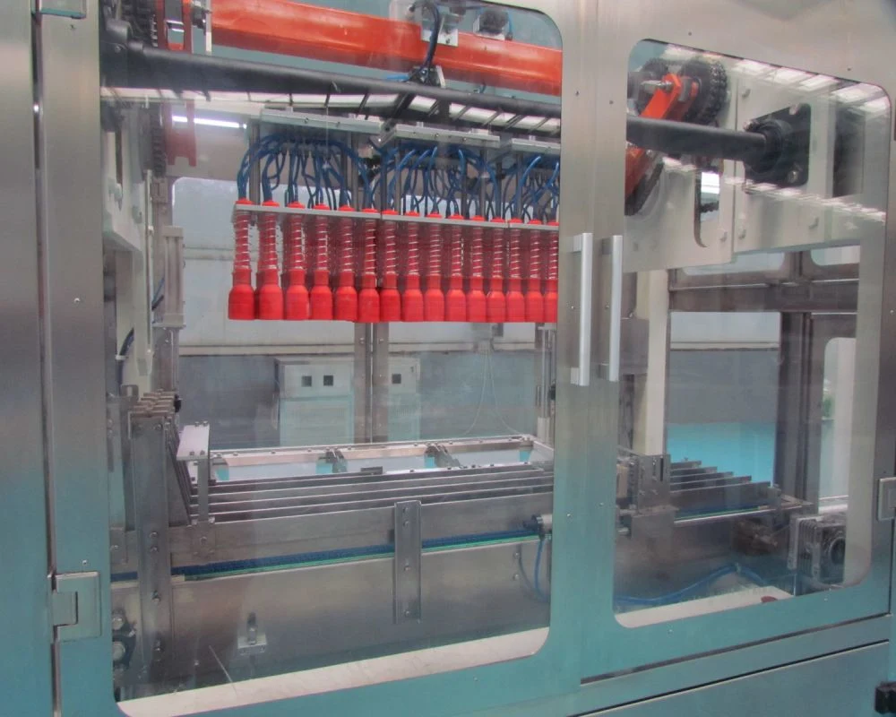 Neumática automática Máquina de embalaje Caja de cartón de frasco de vidrio y PET