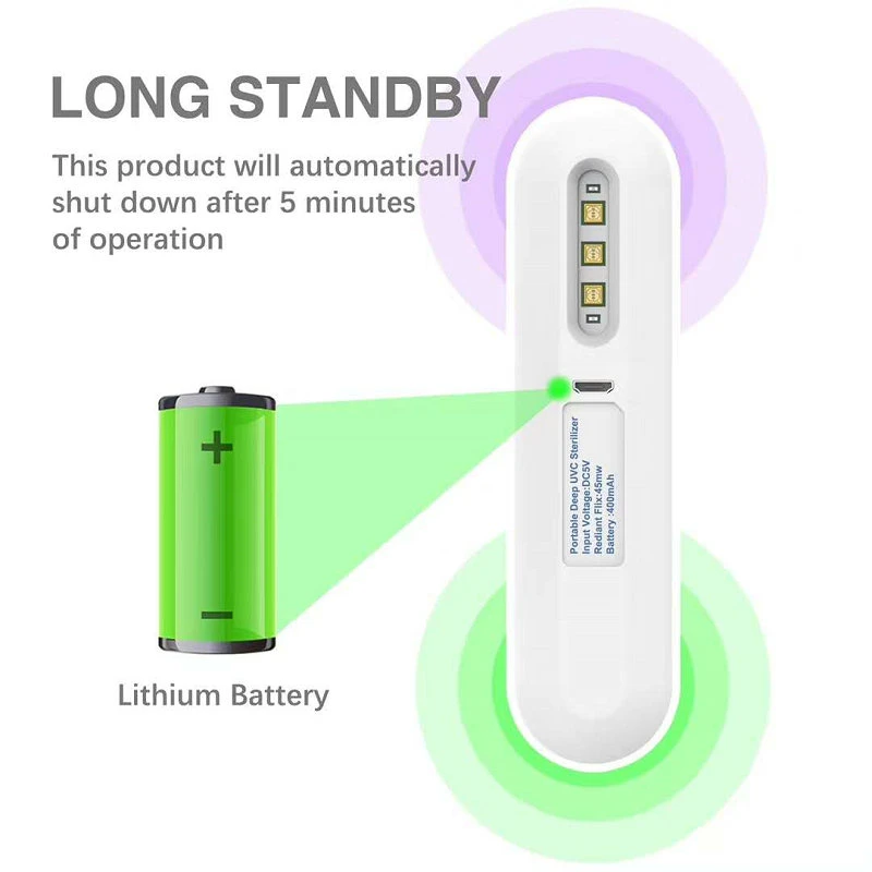 Handheld Germicidal UV Disinfection Lamp UV Lamp Rechargeable Portable Ultraviolet Light Sterilizer Wand