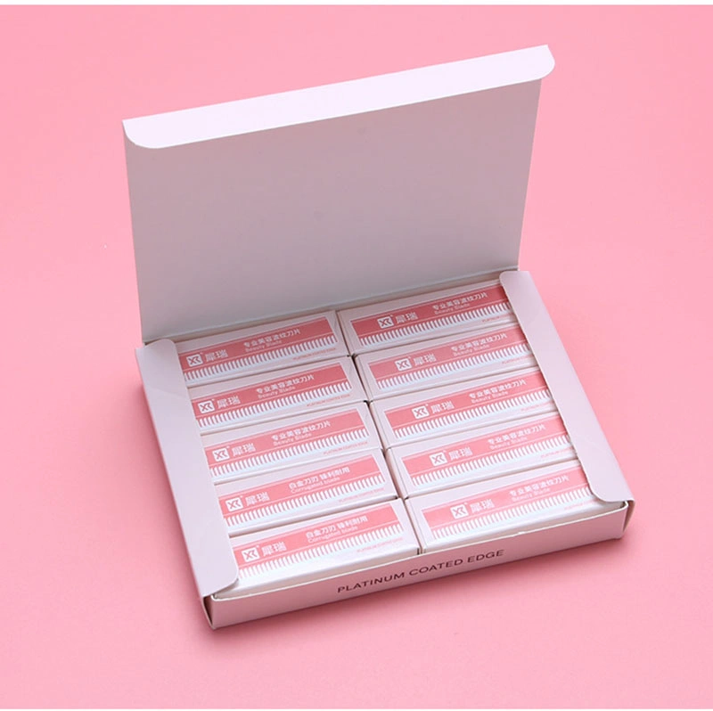 100pcs/Caja permanente de maquillaje Herramientas de afeitado de corte afilado Corrugado Guard Edge Navajas para cejas Razor para Microblading Academy